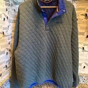 Orvis Grey Quilted Jacket with Blue Trim